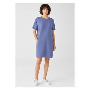 Eileen Fisher Periwinkle Blue Short Sleeve Cotton T-Shirt Dress Sz.M